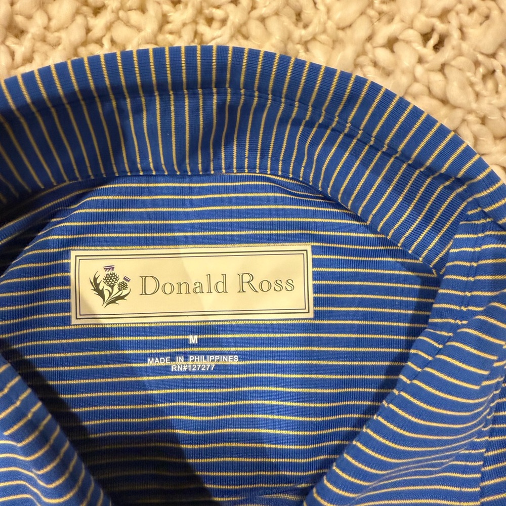 Donald Ross Blue Striped Polo Shirt for Men